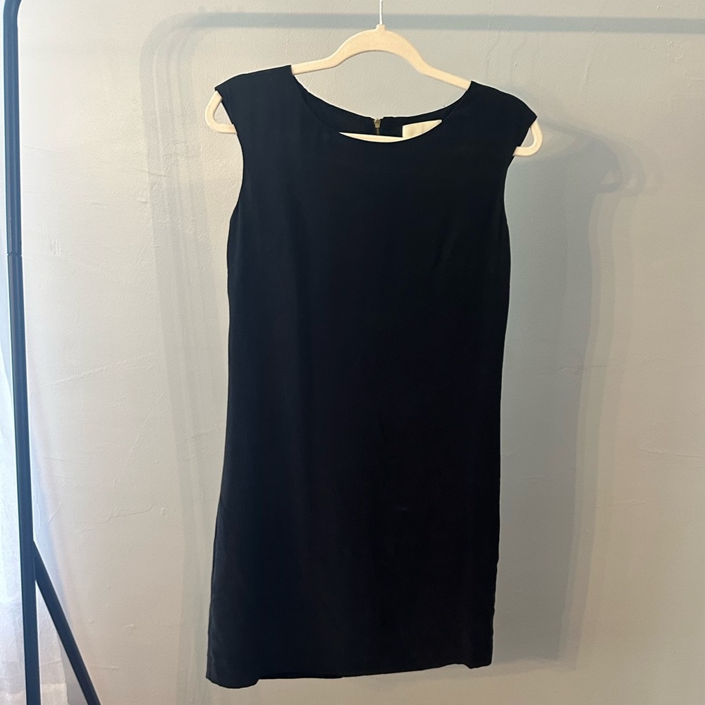 Black silk shift dress